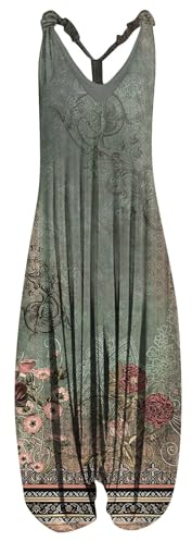 Vasreyy Sommer Outfits Damen Jumpsuits für Damen Jumpsuit Damen Langarm Festlicher Jumpsuit Damen Latzhose Damen Arbeitshose Jumpsuit Damen Lang Arbeitslatzhosen Latzhose Grün Overall (M, Army Green)
