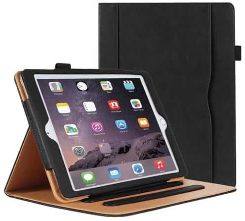 DAORANGE Custodia per iPad 9.7 6a/5a Generazione 2018/2017, Cover per iPad Air 2 9.7 2014, Custodia in Pelle PU di Alta Qualità, Tasca Portadocumenti, Auto Svegliati/Sonno (Nero)