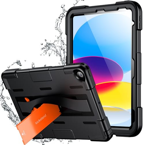 SPIDERCASE for iPad 10th Generation Case 10.9 inch,IP68 Waterproof with Hand Strap & Stand Built-in Screen Protector,Full Body Rugged Shockproof Dropproof Protective Case for iPad 10th 2022 Released