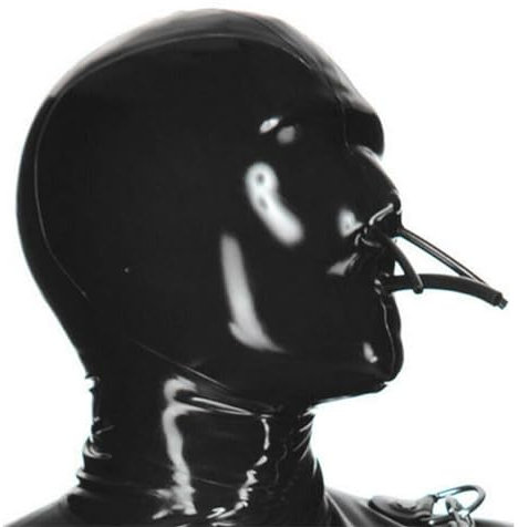 FIXCOR Latex Maske Sexy Vollmaske mit Schnorchel Extrem Erstickung Bondage Maske Sklave Fetisch Maske Handgefertigt BDSM Maske Erotische Kopfmaske für Cosplay Halloween Maske Sexspielzeug,XXL