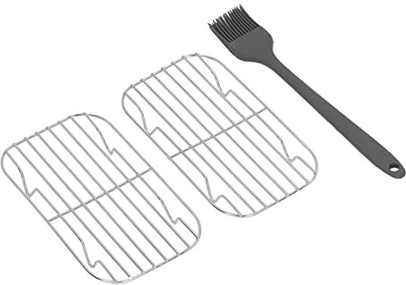 Qukaim Grill B B Q Accessories Stainless Steel Barbeque Wire Mesh Net Grill Grid, 2 Pieces, Wearproof, Portable with Basting Brush for Camping
