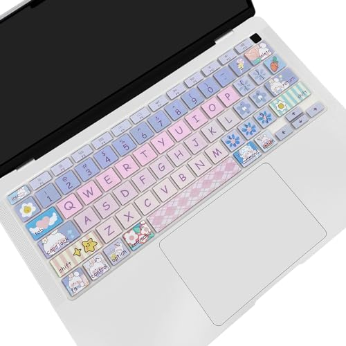 Cute Keyboard Cover for 2021 2020 MacBook Air 13 inch (Model: A2179 A2337) M1 Chip, Silicone Protective Skin, Cute Bunny