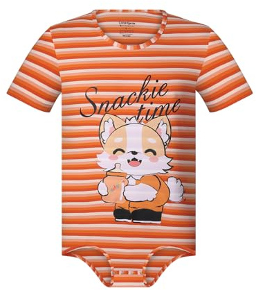 Landofgenie Men's Bodysuit Onesie Pyjamas Romper Men's with Stripes One Piece Shirt Underwear One Piece for Men, orange, L