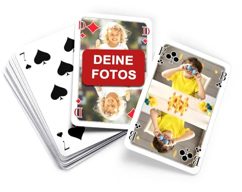 MEINSPIEL - Personalisiertes Mau-Mau Kartenspiel Deck im Klarsichtetui - Eigene Fotos auf den Karten - Reise- und Gesellschaftsspiel - Fotogeschenk für Kinder und Erwachsene - Ab 6 Jahren
