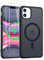 Iokmax Magnetic for iPhone 11 Case [Compatible with MagSafe] with 2X Screen Protector, Military-Grade Slim Shockproof Phone Cover Translucent Anti-Fingerprint Anti-Scratch for iPhone 11 6.1'', Black
