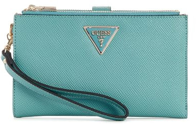 GUESS Damen Laurel Double Zip Wallet, Organizer-Geldbörse, Blaugrün/EIN Hauch von Paradies (Trace of Paradise)