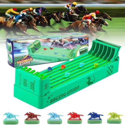 DKIIL NOIYB Pferderennen Spiel Elektrisch, Tabletop Horse Racing Game, 2024 Pferderennen Tischspiel mit 6 Pferde, Interaktives Tabletop Spiele, Pferderennen Spiel für Familien Partys