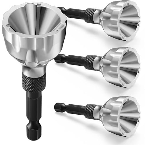 Yaocom 4 Pcs Deburring External Chamfer Tool with YG8 Carbide Blade Deburring Drill Bit Remove Burr Tools with Quick Release Shank Repair Tools for Damaged Bolts Fits for 1/8-3/4(3mm-19mm)