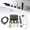 Badewannenarmatur Wasserfall 5 Loch Messing Wannenrandarmatur Handbrause Set Bad Dusche mit 3 Griffe Schwarz Badwanne Armatur