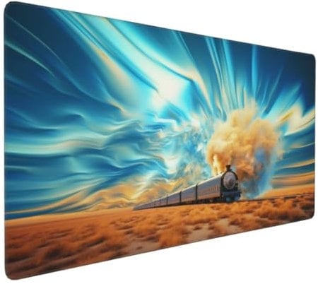 Mouse Pad for Office Work, Gaming Mouse Pad Desk Pad, Extended Mouse Mat, Stitched Edges Mousepad, Washable Large Mouse Mat, Keyboard Pad,Gaming Mouse Mat 31.5x15.7x0.12 inch, Train Scenery Y-10287