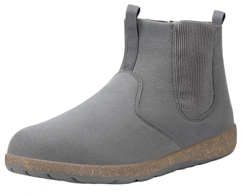 Stivali Donna Uomo Invernali Scarponcini Chelsea Boots Classici Stivaletti da Neve con Imbottitura Calda Antiscivolo Comode,Grigio,44 EU