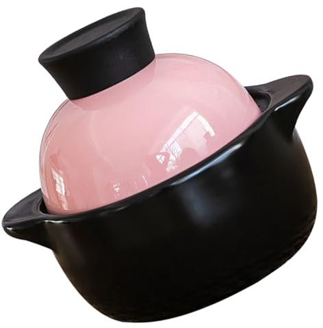 MAGICLULU mini cazuela olla casera moldes con tapas cazuela de barro de cerámica casera sartenes antiadherentes sartén antiadherente cazuela horno cazuela casera olla multifuncional Arcilla