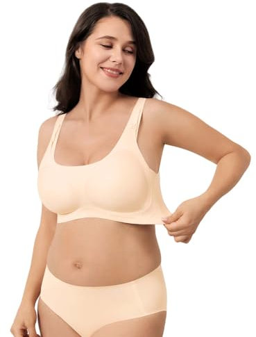 Hands-Free Pumping Bra with Jelly Gel Technology and Semi-F Padding, Compatible with All Standard Breast Pumps Beige, Beige, M