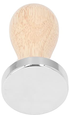 Yctze 50 Mm Tamper, Abnehmbarer Kaffee-Tamper aus Lebensmittelechtem Edelstahl, Flacher Boden, Kaffeepulver-Presshammer mit Holzgriff, 49 Mm Tamper (49mm)