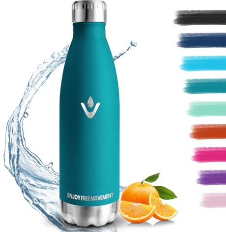 Gourde Isotherme - 500ML - Gourde Inox sans BPA, Gourde Sport Étanche, Réutilisable, Bouteille Isotherme, Processus de revêtement en Poudre, Gourde Thermos, Gourde Metal pour Running, École, Bureau