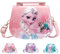 YOUYIKE Kinderhandtasche,Eiskönigin Kinder Umhängetasche, Mädchen Taschen,Handtasche Klein mit Verstellbarem Gurt zum Ausgehen Oder Reisen Geschenke für Mädchen(Rosa)