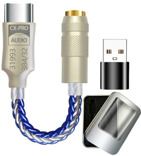 Swiixxer CX31993 HiFi Typ C zu 3,5 mm Kopfhörerverstärker Audio-Decoder IEM AMP Handy-Adapter mit USB-Adapter A