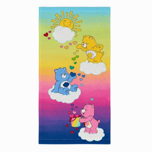 Franco Care Bears Rainbow Kids Badetuch für Kinder, superweiche Baumwolle, 147,3 x 71,1 cm, offizielles Lizenzprodukt