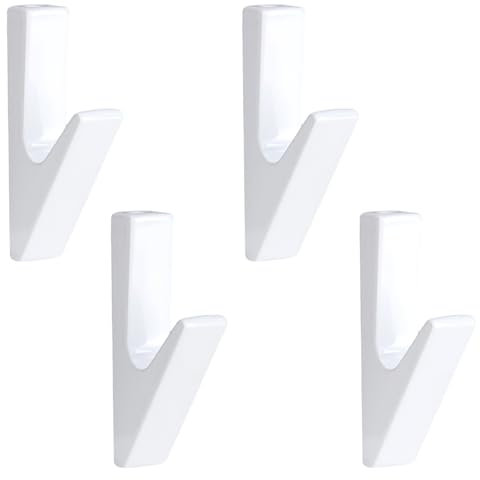 Prmape 4 Stück Garderobenhaken Matt, Kleiderhaken Akustikpaneele Weiß, Kleiderhaken Wand Aluminiumlegierung, Wandhaken Garderobe für Bäder,Küchen, Foyers, Flure, Wohnzimmer, Schlafzimmer (MAX 25 kg)