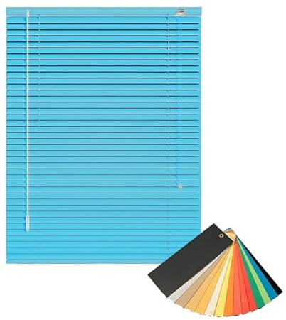 Stores Vénitiens Occultants Isolation Thermique Volets Rideaux, Store Vénitien Horizontaux en Aluminium Stores pour Fenêtres, Brise-Vue, 50 60 70 80 90 100 110 120cm(Sky Blue)