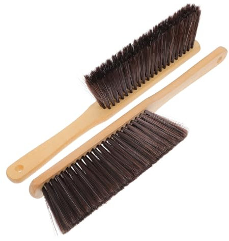 iplusmile Lot De 2 Brosses à Main en Bois pour Poêle à Bois, Manches Longs, Poils Fins pour Élimination Douce des Cendres, Outils De Nettoyage Polyvalents, Usage Domestique Et Professionnel