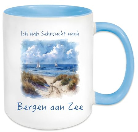 Urlaubs Tasse Ich hab Sehnsucht nach Bergen aan Zee,Holland,Niederlande,Geschenk, Geschenkidee A6033