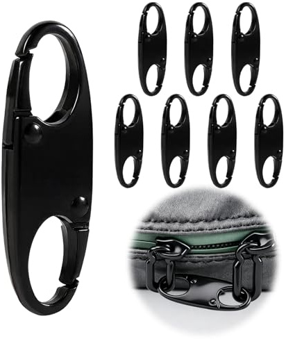 Jetstream 8 Stück Diebstahlsicherung Rucksack Zipper, Reisverschlüse, Antidiebstahlschloss für Taschen, für Gepäck, Rucksack, Handtasche, Reißverschluss-Schieber(Schwarz)