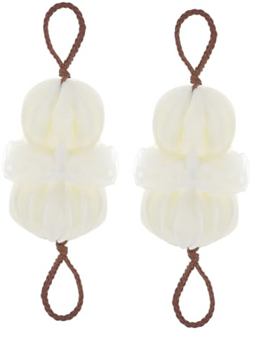 SMASOLO 2Pcs Large Exfoliating Bath Balls with Hanging Rope for Men Women Scrubber Removes Dead Skin and Excess Oil Suitable for Shower Travel and