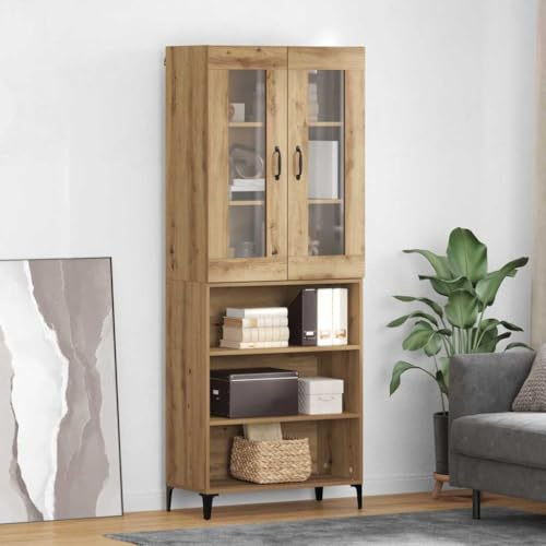 QJBSAVVA Highboard Artisan-Eiche 69,5x34x180 cm Holzwerkstoff Modernes Sideboard mit Tür für Living Room Schlafzimmer Flur