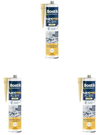 Bostik Mastic Colle Flexpro PU811 – Colle et Jointe Tous Matériaux – Multi-Usages – Intérieur/Extérieur et Milieux Humides – Formule Polyuréthane Haute Performance – Couleur : Beige – 300 ml