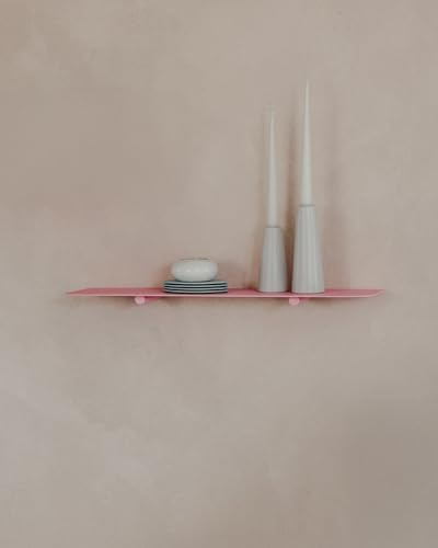 Metallbude Wandregal LENN - Pink Lemonade - Modernes, minimalistisches Metallregal mit Wandmontage- Kratz-, Stoß- & Schlagfest - 60x17x2,2 cm