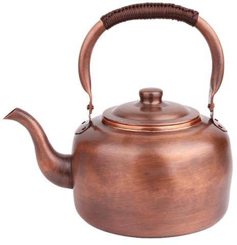 Otbushit 3L Copper Whistling Tea Kettle for Stove Top, Vintage Tea Pot with Ergonomic Handle, Works on Induction Gas & Electric Stoves