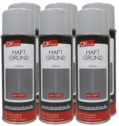 SDV Chemie Haftgrund grau 6x 400ml Acryl Lackspray Dose | Grundierung, Rostprimer, Füller