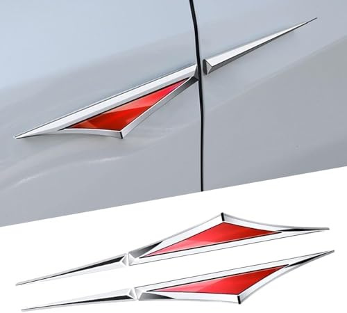 QIZUN 2 Stück 3D Auto Stickers Metall Auto Aufkleber für Mercedes Benz AMG W211 W205 W213 W203 C218 A207 CLA CLS E Klasse, Emblem Abzeichen Autos, Sportliche Karosserie Dekoration,Red