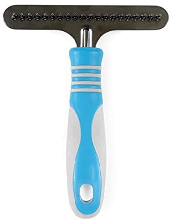 Ancol Ergo Dog Undercoat Rake - Blue Grooming Tool for Heavy Coated Breeds - Removes Dead and Loose Fur from Undercoat - Extra Wide Design for Efficient Use - Medium