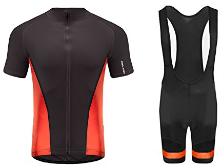 UGLY FROG Cyclisme Maillot Manches Courtes+Gel 5D Dous-Vêtements Rembourrés Coolmax Shorts/Cuissard pour Homme Pantalon à Bretelle Vélo de Route VTT MTB