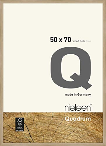nielsen Bilderrahmen, 50 x 70 cm, Holz, Eiche Natur, Posterrahmen zum Aufhängen im Hoch- & Querformat, Echtglas, Quadrum