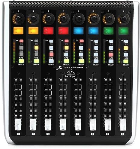 Behringer X-TOUCH EXTENDER X-TOUCH EXTENDER con 8 atenuadores de motor sensibles al tacto, tiras de garabatos LCD, concentrador USB e interfaces Ethernet/USB