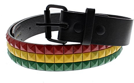 Zac's Alter Ego Rasta Red, Yellow & Green Chessboard 3 Row Pyramid Belt