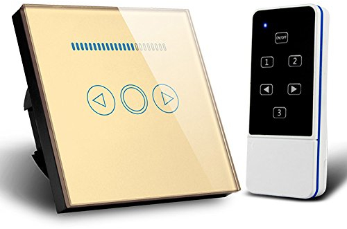 Touch Dimmer Schalter 500W Fernbedienung gehärtetes Panel Dimmer Lichtschalter (Gold)