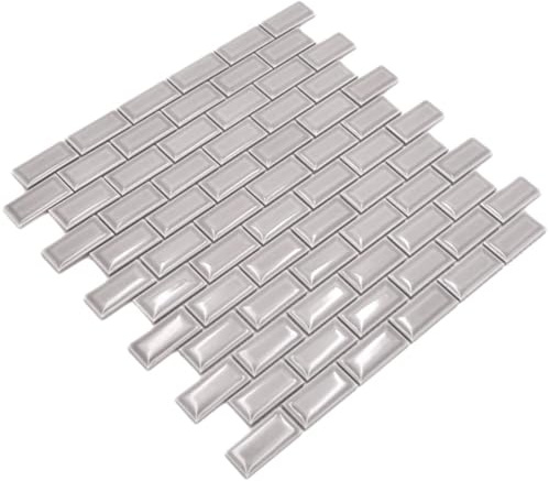 Mini Metro Subway Mosaik Fliese Keramik grau Brick Bond Diamond steingrau für WAND BAD WC DUSCHE KÜCHE, Mattengröße: 300x300 = 0,09 qm, Steingröße: 23x48x6 mm - 1 Matte