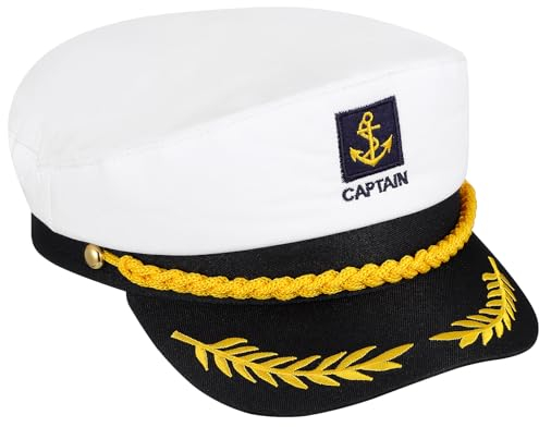 Amosfun Erwachsene Captain Cosplay Hut Cap Yacht Boot Schiff Sailor Navy Marine Admiral für Männer Frauen (weiß)