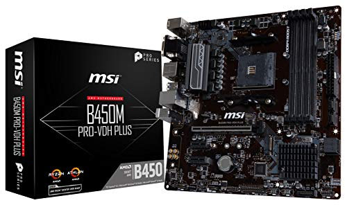 MSI B450M PRO-VDH PLUS Motherboard 'mATX, AM4, DDR4, LAN, USB 3.1 Gen1, M.2, VGA, DVI-D, HDMI, AMD RYZEN 1st, 2nd and 3rd Gen'