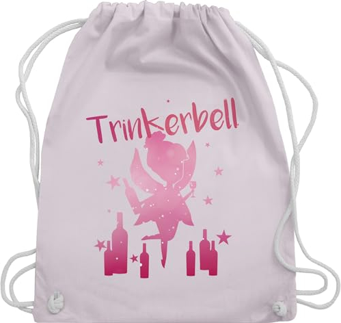Turnbeutel Rucksack - JGA Junggesellenabschied Frauen - Trinkerbell Malle I Trinker Belle I Trinker Bell - Unisize - Pastell Rosa - karneval brauttaschen bachelorette party partner beutel fasching