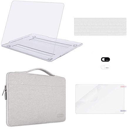 MOSISO Cover Compatibile con MacBook Pro 13 Pollici Custodia M2 M1 2025 2024-2016 A2338 A2289 A2251 A2159 A1989 A1706 A1708,Case&Borsa&Copritastiera&Webcam Cover&Proteggi Schermo,Trasparente