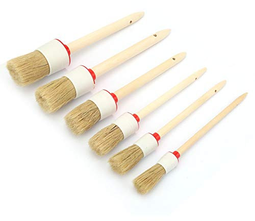 Paint Brushes Set 6 Piece ,Premium Wall Brush Set With Wood Handle Finishing Paint Brushes Chalk & Wax Brush Set for Home Furniture Decor
