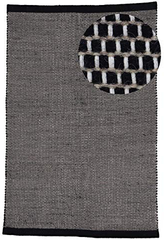 carpetfine Wollteppich Mona Schwarz 120x170 cm | Moderner Teppich für Wohn- und Schlafzimmer
