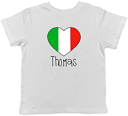Shopagift Personalised Football Italy Flag Childrens Kids T-Shirt White