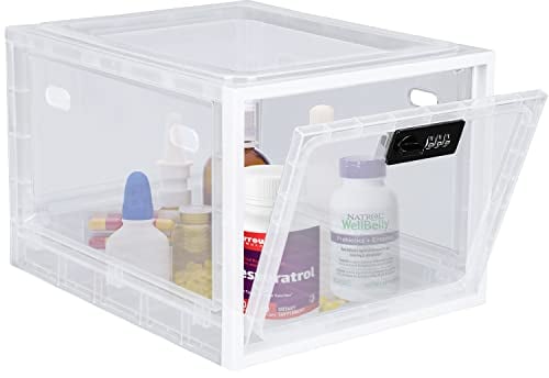 Gemaxvoled Boîte de Sécurité à Code Verrouillable – Boîte Transparente pour Médicaments, Téléphone & Snacks – Matériau Sans BPA, 12,6 Litres, Empilable et Aérée