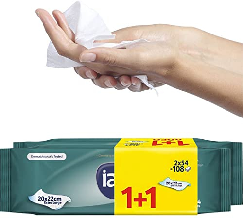 108 x Wet Wipes For Adults | Alcohol Free Wipes | Body Wipe For Adults No Shower | Festival Accessories & Essentials | Extra Large | Shower Wipe | 20 x 22 cm | (1 Pack of 108) (324 count (Pack of 1))